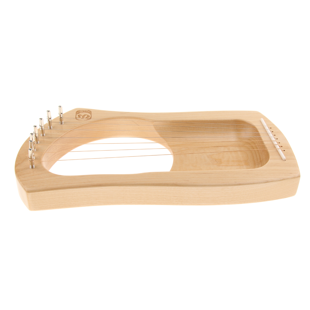 Wooden 7 Strings Mahogany Mini Harp Lyre， with Tuner&Case for Music Playing，Practicing
