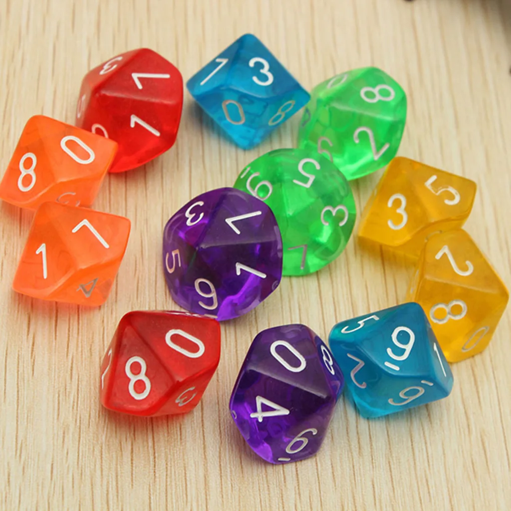 Ten Sided Gem Dice For RPG D&D Games Set of 10 Dice For Birthday Parties Toy Bauble Games Supplies Accessories