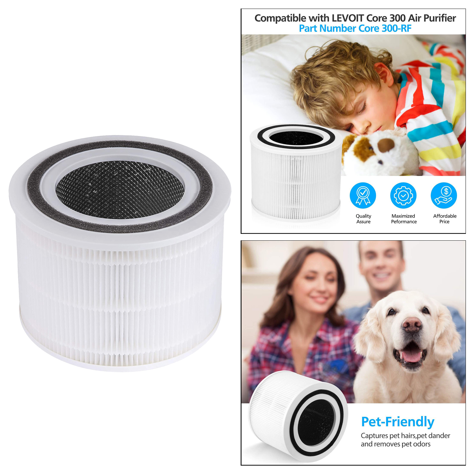Replacement HEPA Filter Fits for LEVOIT Core 300 Core 300-RF Air Purifier