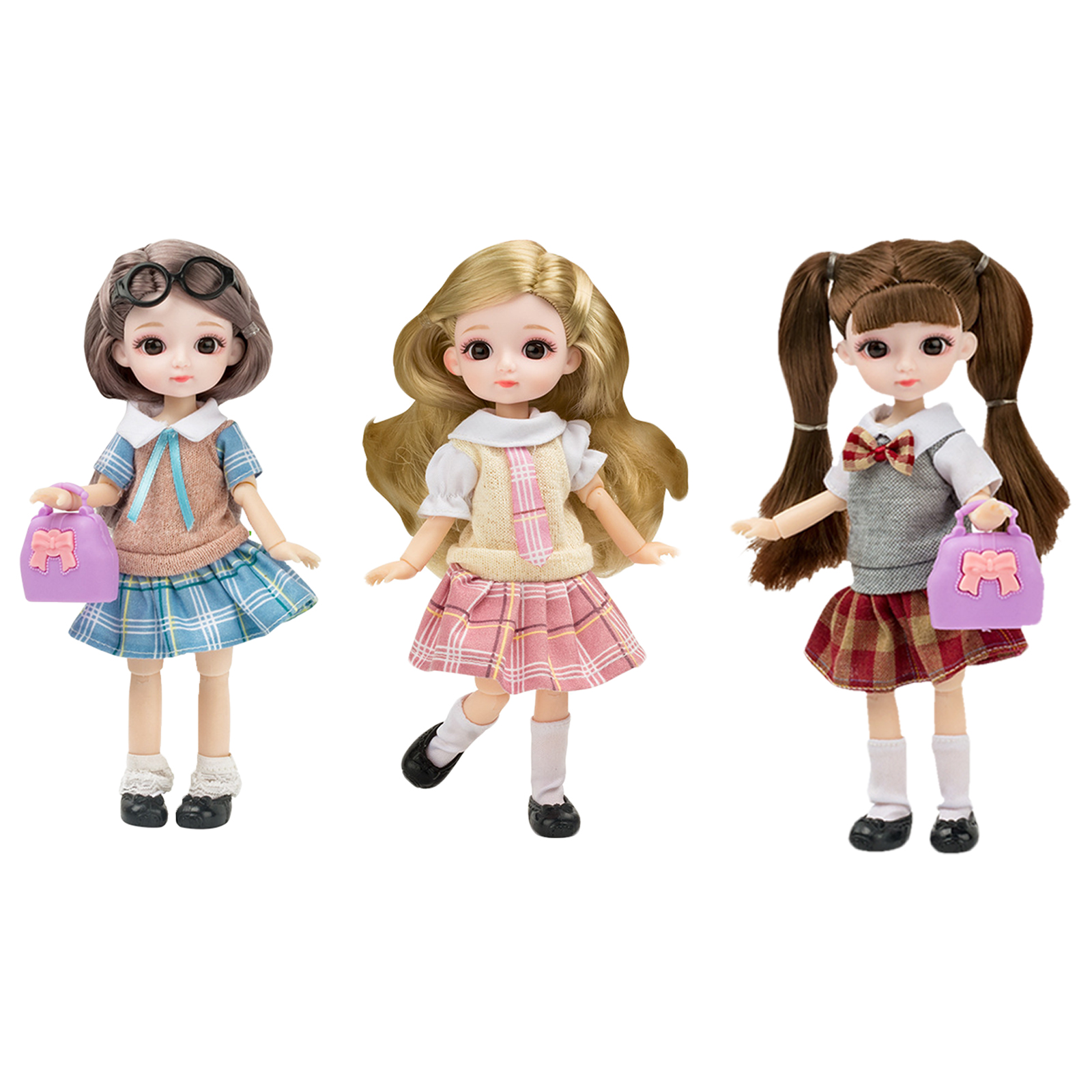 Cute Girl BJD Dolls 20cm Joints Doll Ball Jointed Dolls Wearing Clothing Sweater Skirt Suit Full Set Toys for Girls