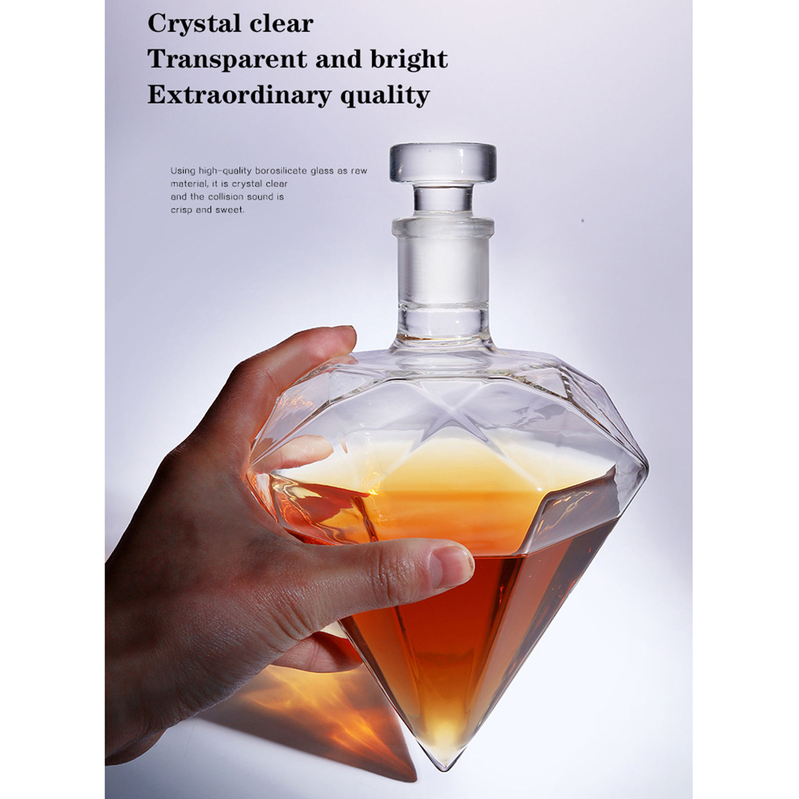 Elegant Glassware Diamond Whisky Decanter Decanter with Holder Bourbon Vodka Wine Bottle Home Decor Club Tool Fathers Gifts