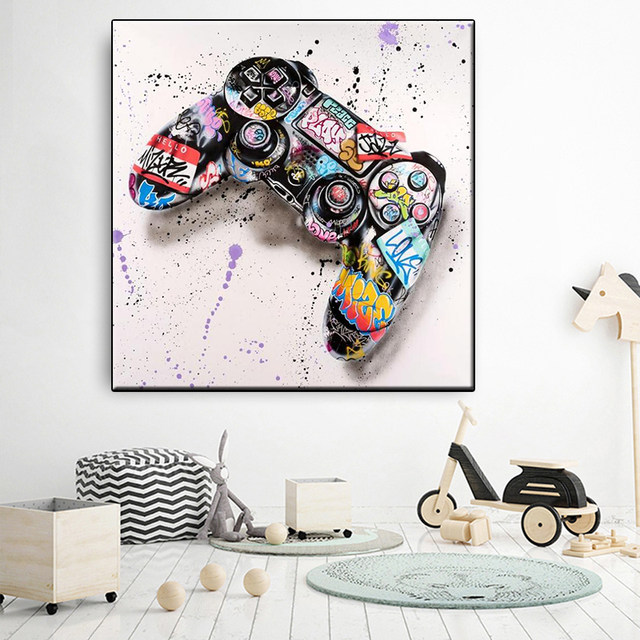 BDHcdfAJGf Gaming Room Wall Art Dipinti su Tela Gamepad Astratti