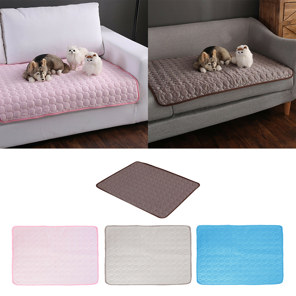 Pet Dog Cooling Mat Breathable Ice Silk Pad Foldable Portable Grey 70x55cm