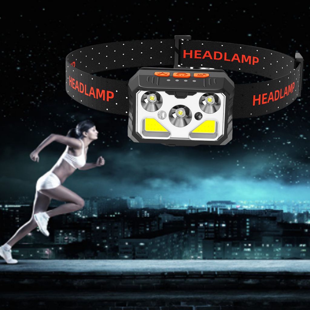 LED Headlamp Rechargeable, Super Bright, 6 Modes, Waterproof, Hand Sensor and Comfortable Headlamp Flashlights for Outdoor