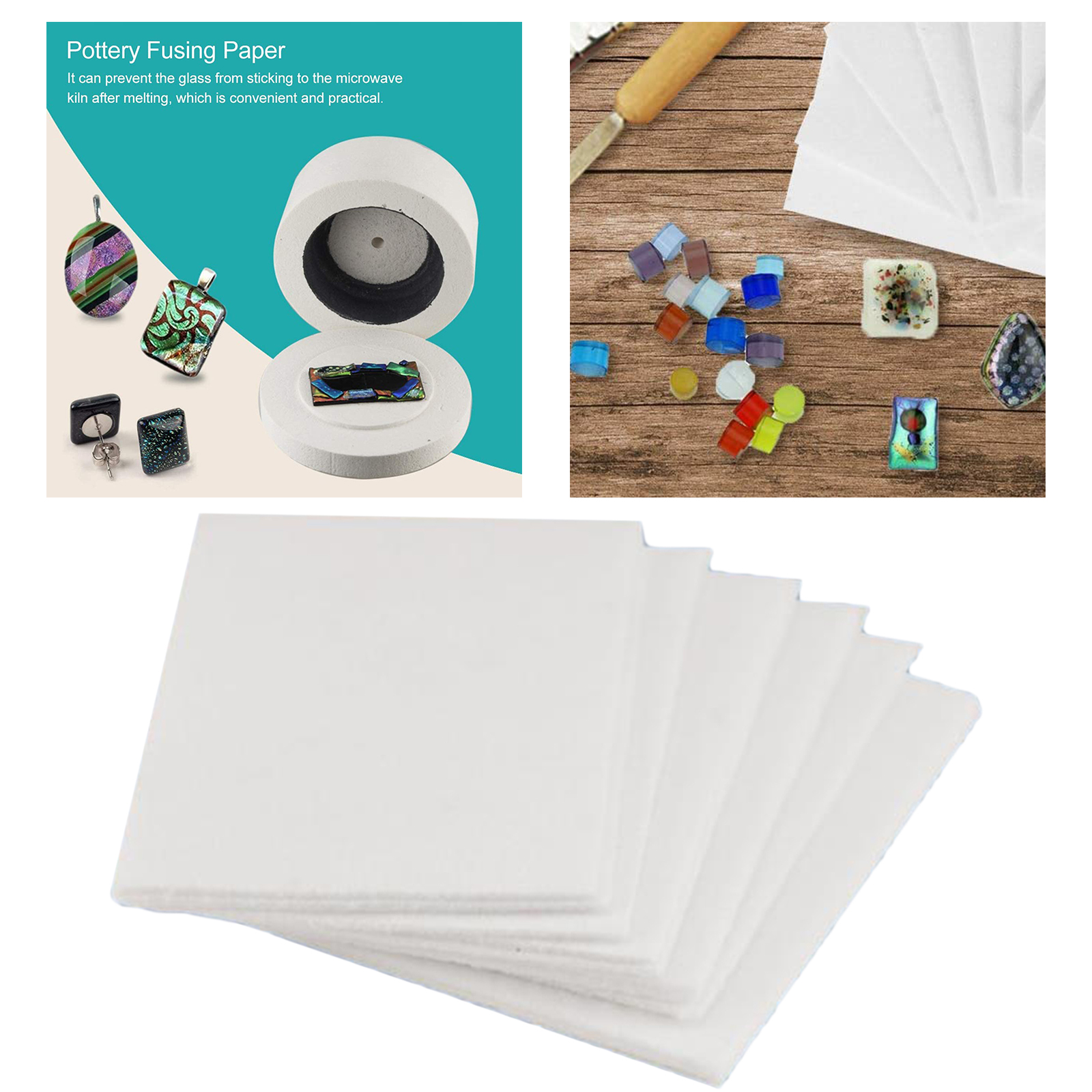 50PCS Glass Fusing Paper Microwave Kiln Lining Papers Pottery Ceramics Tool Ceramic Fiber Square Household Tools