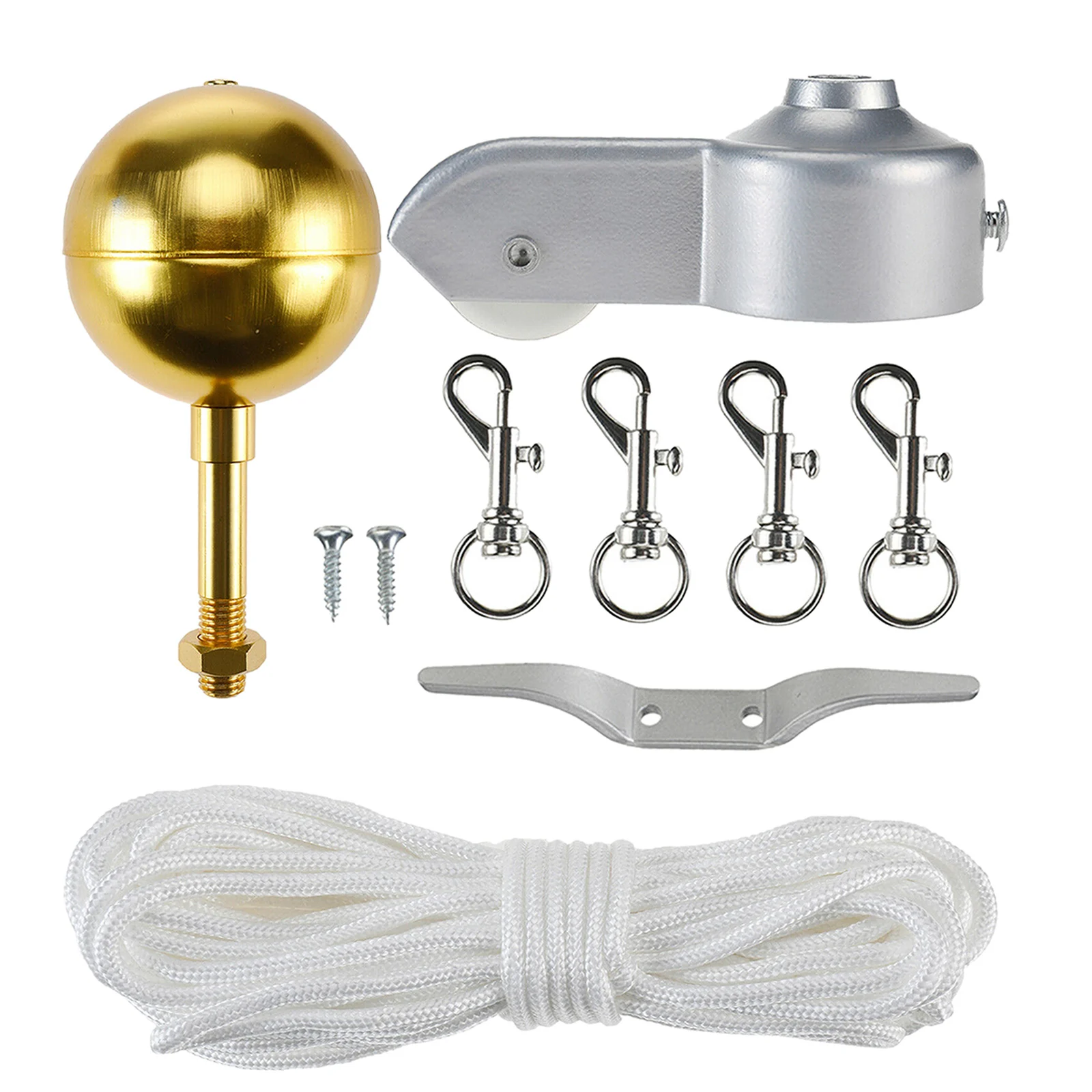 1pc Flagpole Hardware Repair Kit 50 Ft Halyard Rope 4 Flagpole Swivel Snap Clips Flagpole Truck for 2