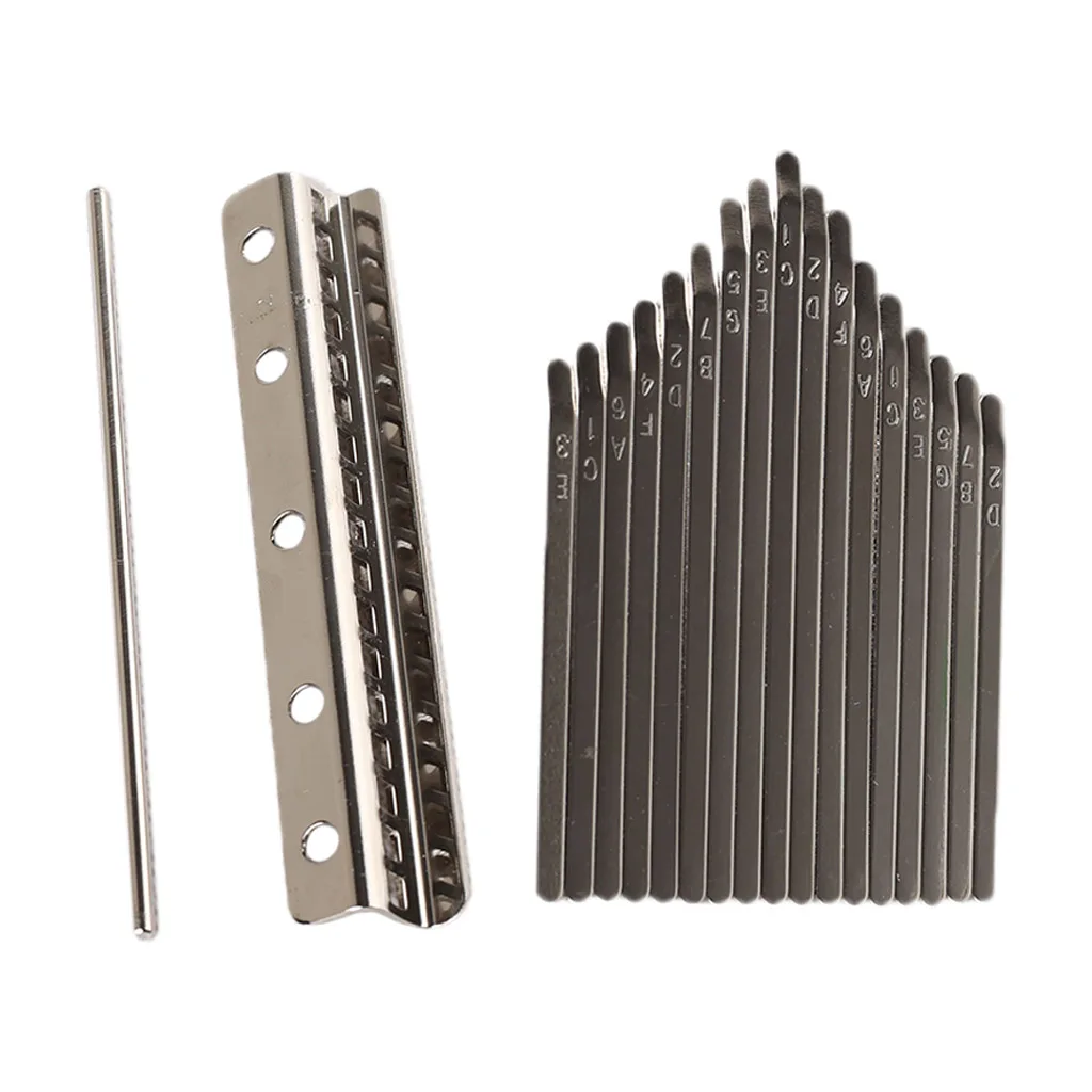 17 Key Kalimba Making Steel Keys & Bridge For Finger Thumb Piano Percussion Kalimba Replacement Keys