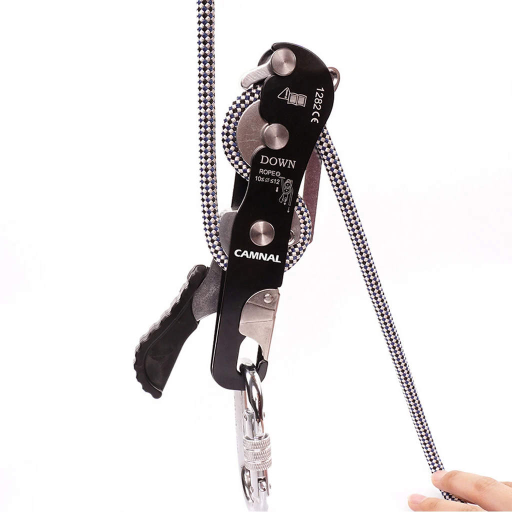 Self-braking Stop Descender Gear for 9-12mm Rope Climbing Caving Rappelling  Down Stop Device