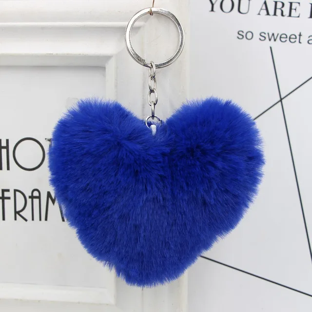 Cute Heart Pompom Keychain Charms Pearl Tassel Fluffy Flush Faux Rabbit Fur Key  Chains for Women Girl Heart Bag Charms Pendant - AliExpress