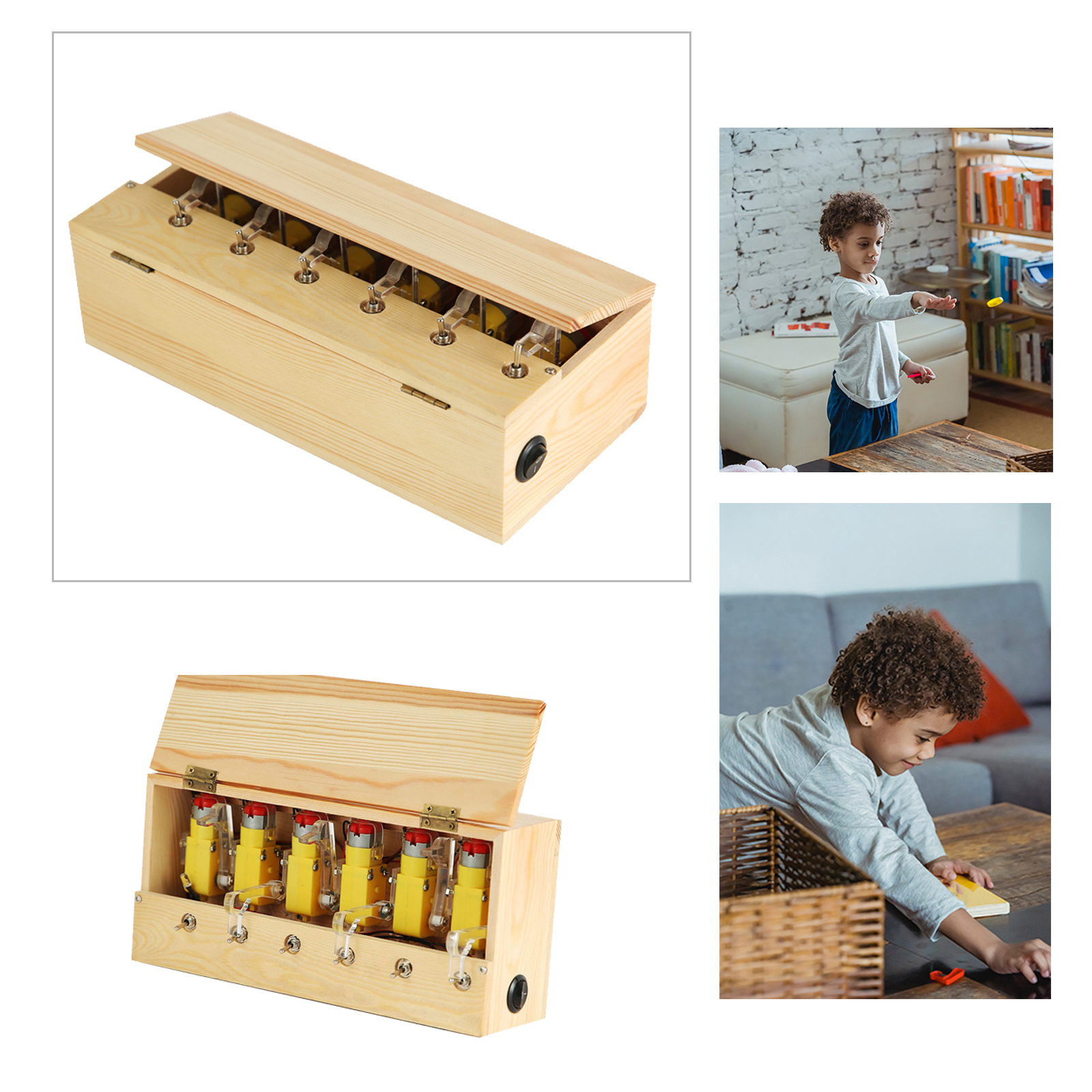 Useless Box Leave Me Alone Machine Box Natural Wooden Toy for Desk Toys