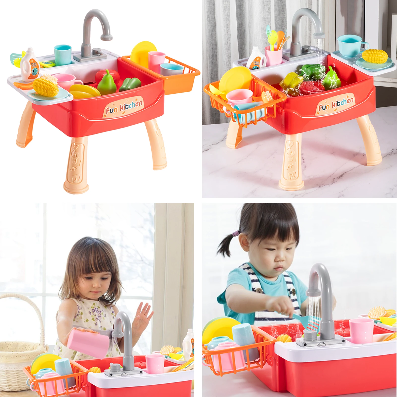 Children Sink Dishwashing Set Toy Kid Simulated Kitchen Toy Set Educational Play House Games Prop Sink Wash Suit Montessori Toy