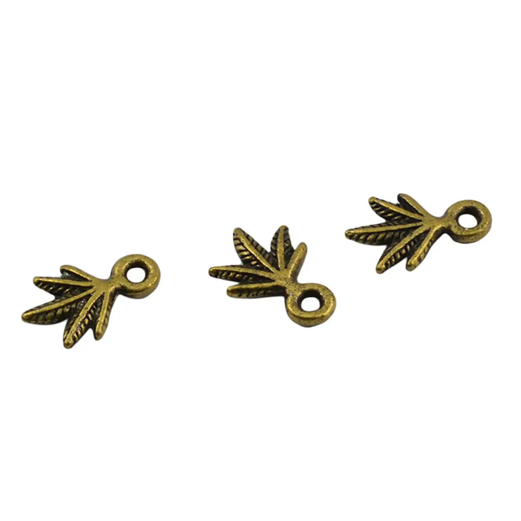 100pack Antique Brass Leaf Shapes Charms Pendants DIY Jewelry Making Crafts