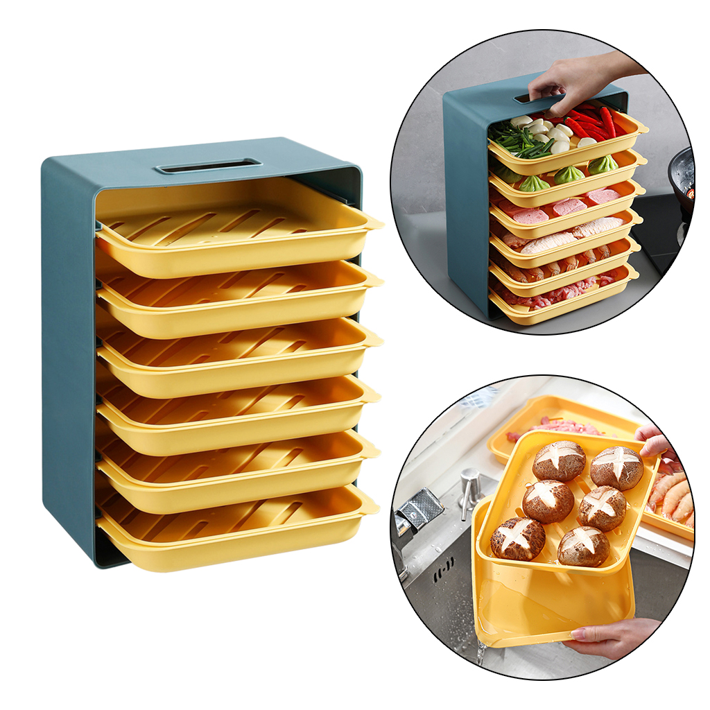 6 Tier Portable Kitchen Food Preparation Tray Multi-layer Household Food Preservation Tray Rack