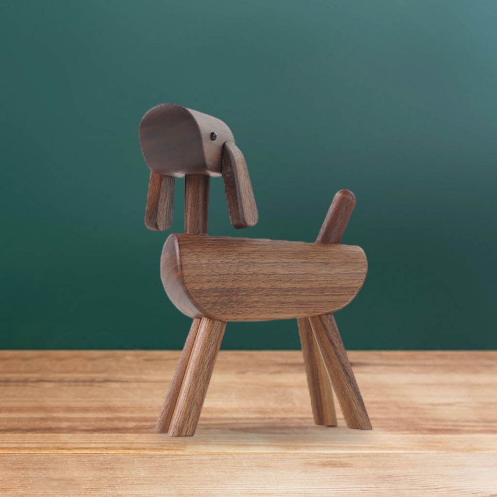 Wooden Dog Statue Decoration, Figurines Home Decor, Puppy Dogs Lovers Living Room Bedroom Office Desktop Shelf Ornament