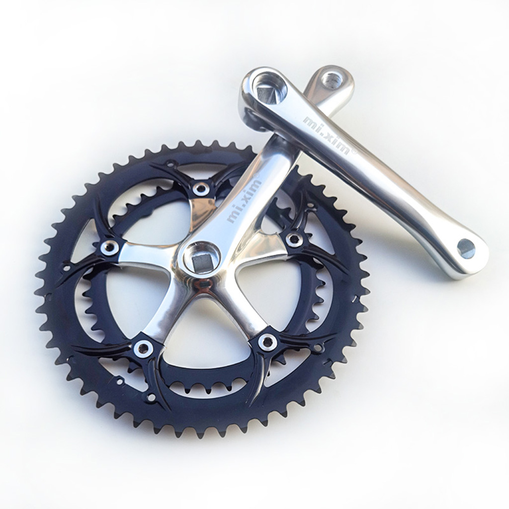 Aluminum Alloy Bike Crankset 39-53T Double Chainring Ultralight High-Strength 130BCD 165mm Bicycle Crankarms Bike Chain Crank