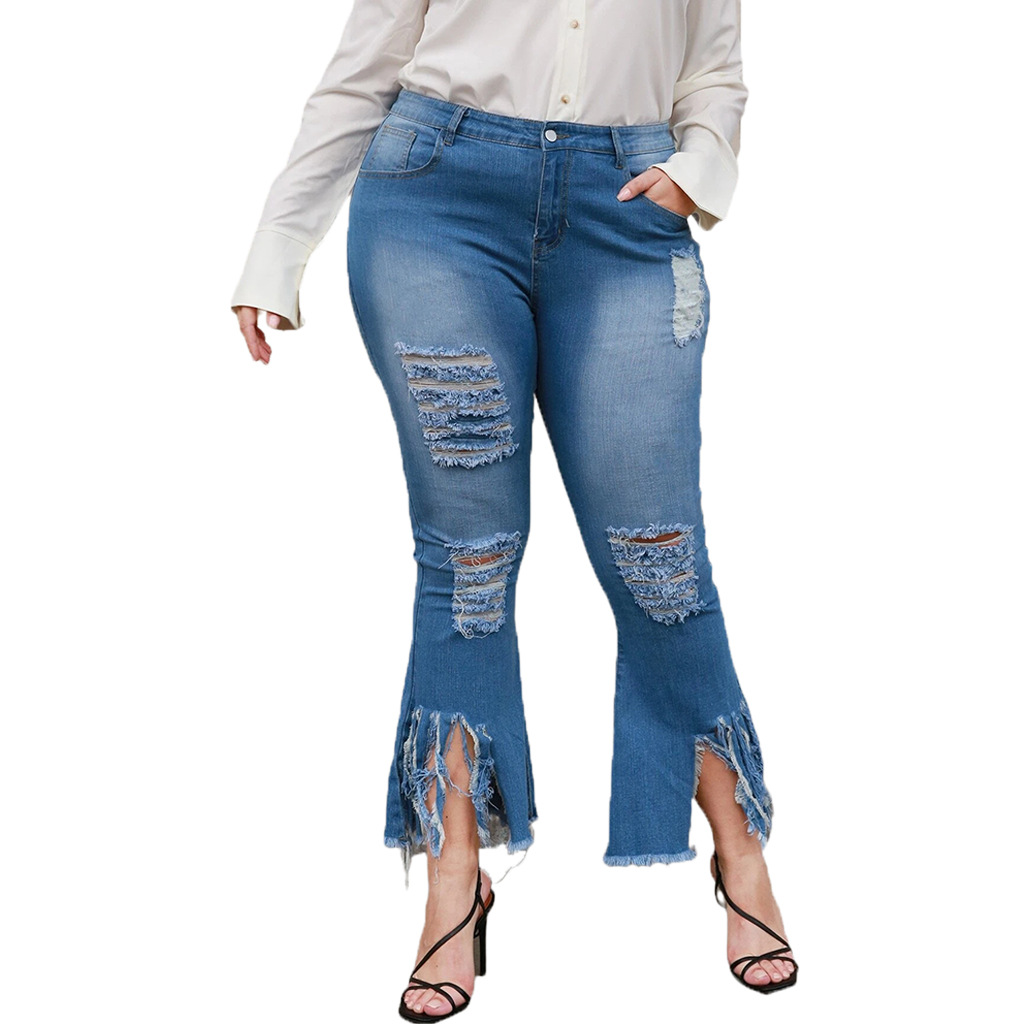 5XL Plus Size Women's Jeans 2021 Ripped 
