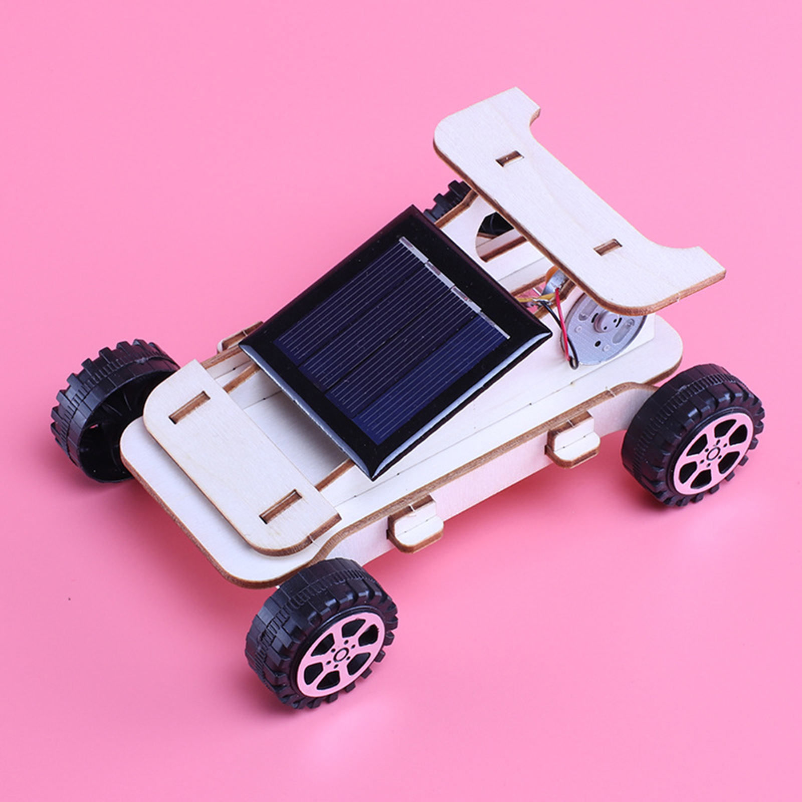 Moveable Wooden Solar Energy Powered Car Toy 3D Puzzle DIY Wooden Model Science Experiment Kits Gifts Toy for Children