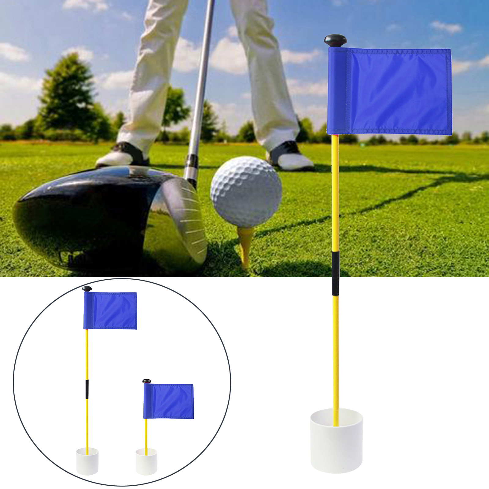 Premium Golf Flag Stick Backyard Garden Cup Folding Flagstick Practice Set