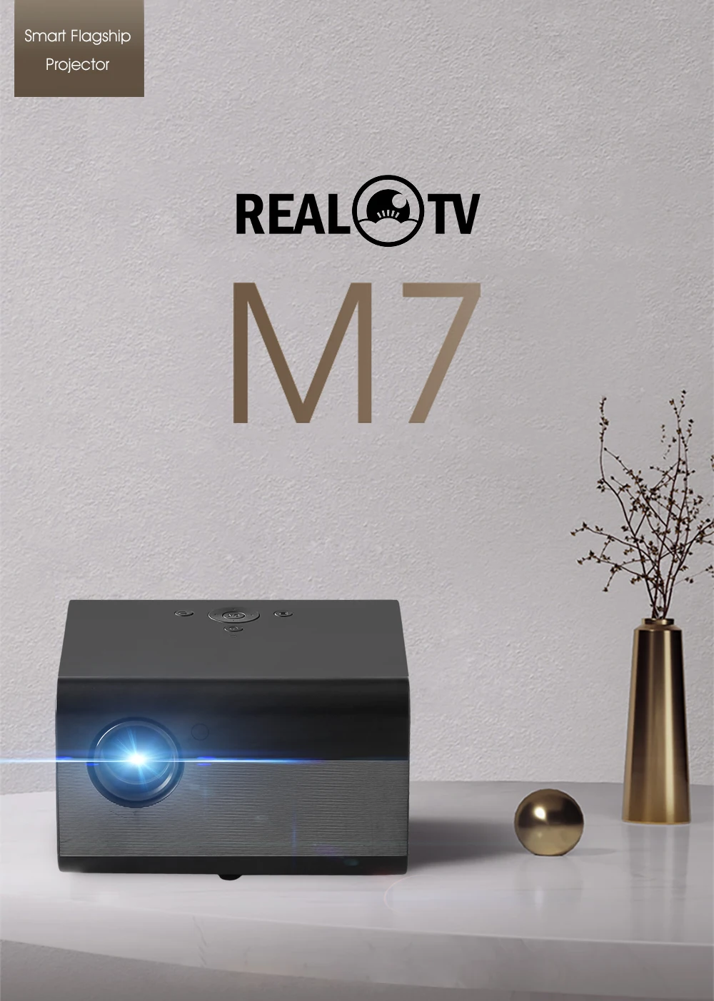 REAL TV M7 Mini Led Projector Support 4K 3D 5500 Lumens Android Wifi Bluetooth Portable Cinema Beamer For Smartphone