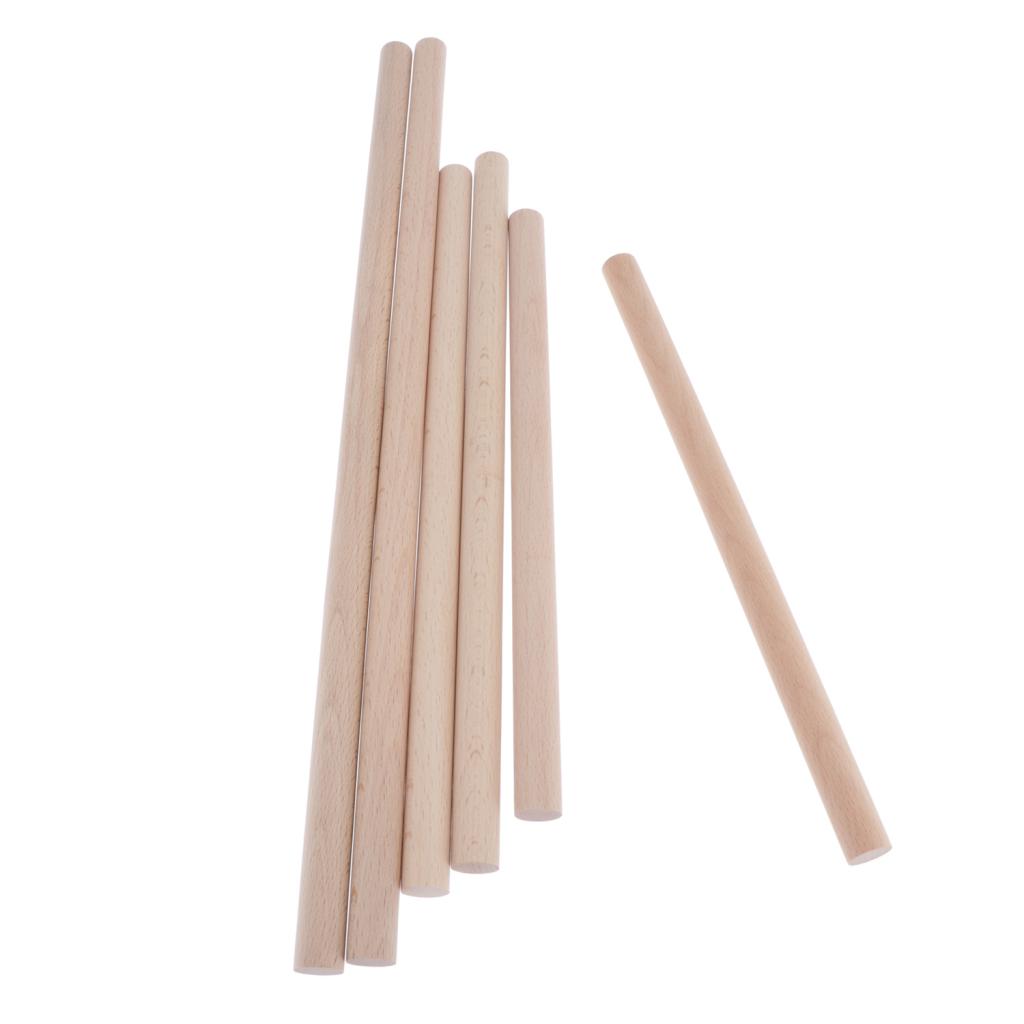 6Pcs Wooden Dowel Rods - Unfinished Hardwood Dowels for Crafts & Woodworking Assorted Size 250mm 300mm 400mm