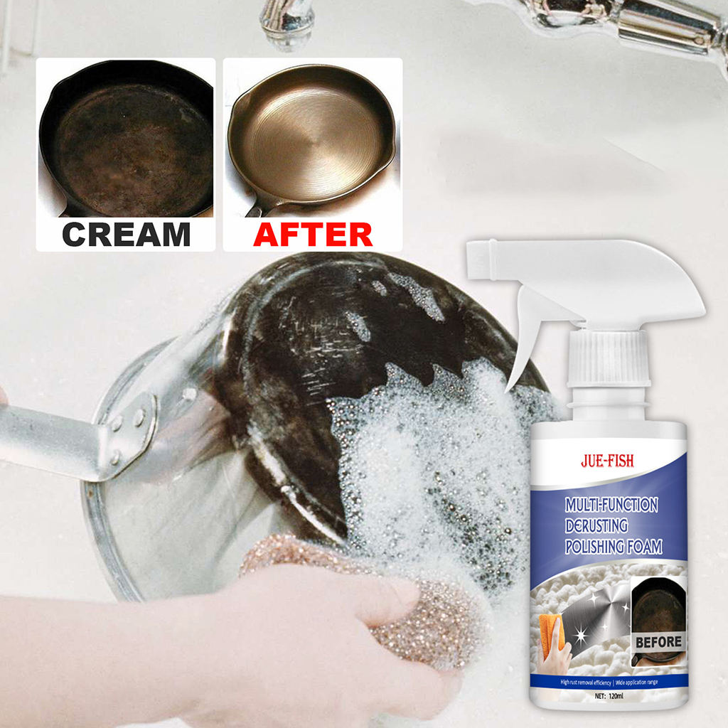 120ML All-Purpose Foam Cleaner Rust Remover Polishing for Grease Rust on Car Interior Appliances Kitchen Auto Accessories