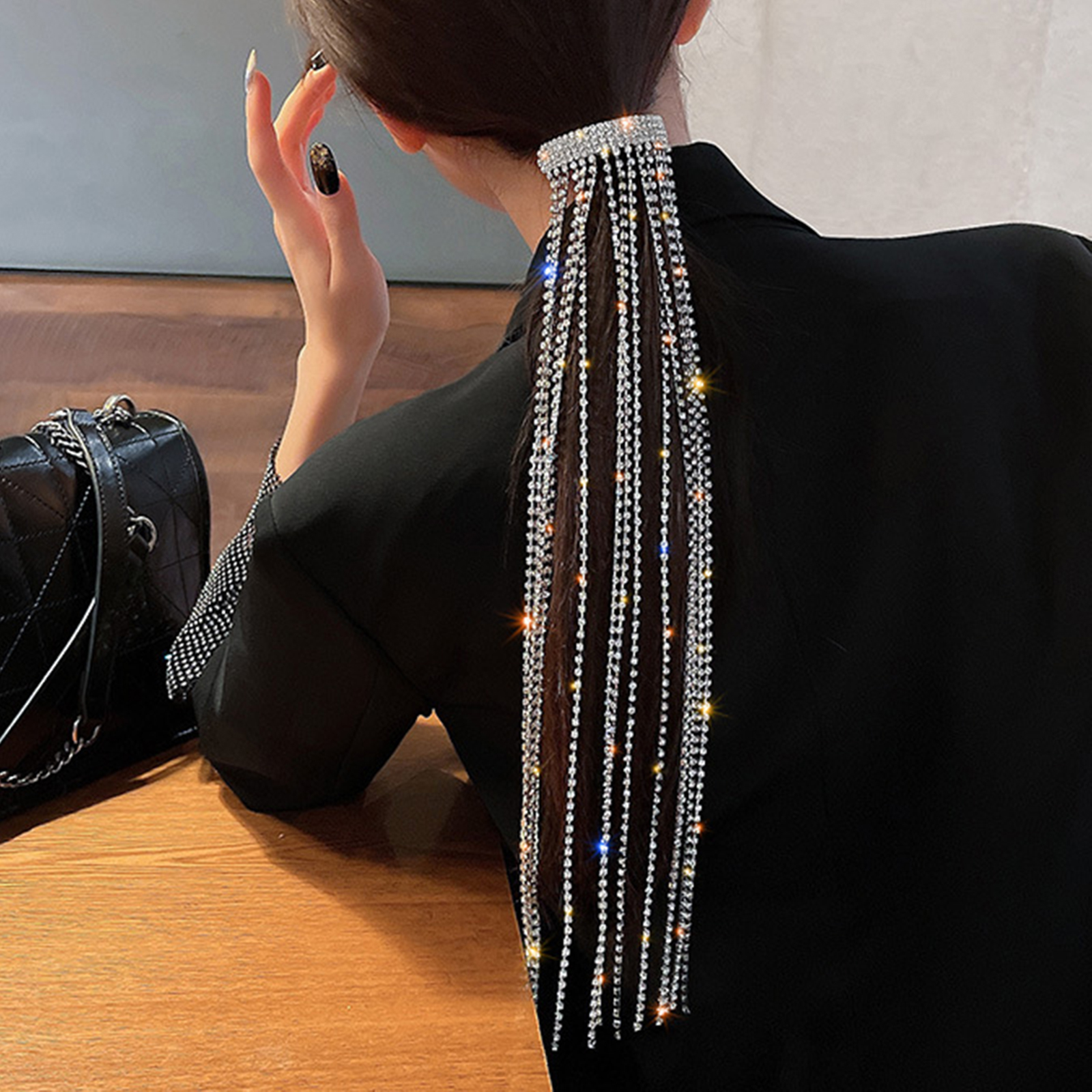 Crystal Rhinestone Beads Dangle Hairpin Hair Clip Bridal Hair Accessories Tassels Drop Hair Pins Girls Ponytail Holder