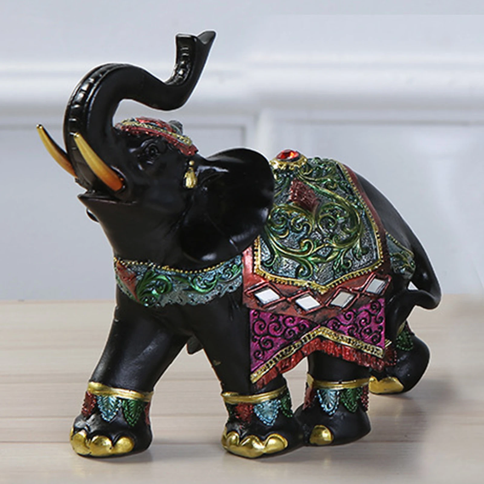 Modern Elephant Trunk Statue Sculpture Figurine Home Decor Good Lucky Gift