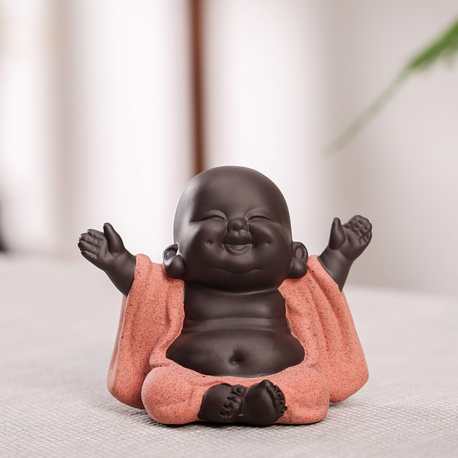 Ceramic Little Baby Monk Happy Buddha Statue Figurine Ornaments Dolls Arts
