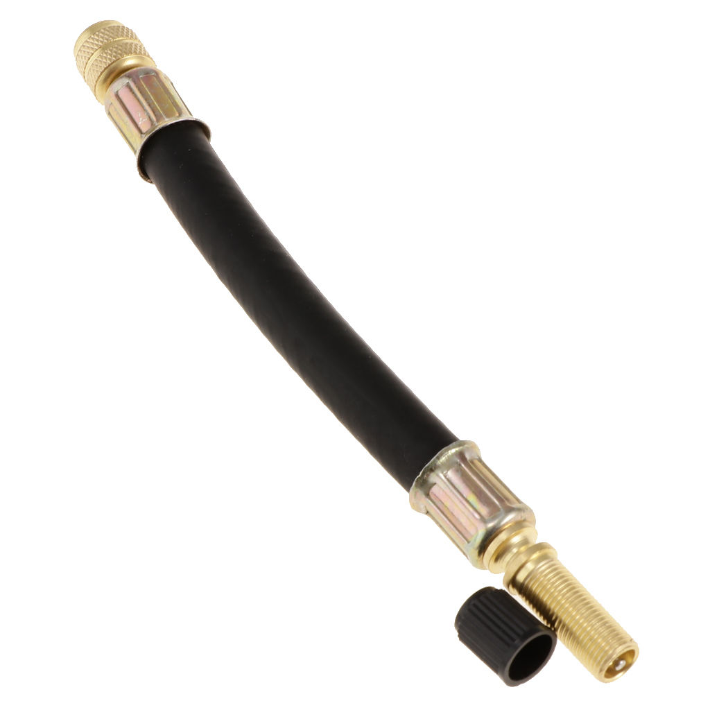 Truck RV Dual Flexible Tire Wheel Valve Extension Adaptor with Metal Cap