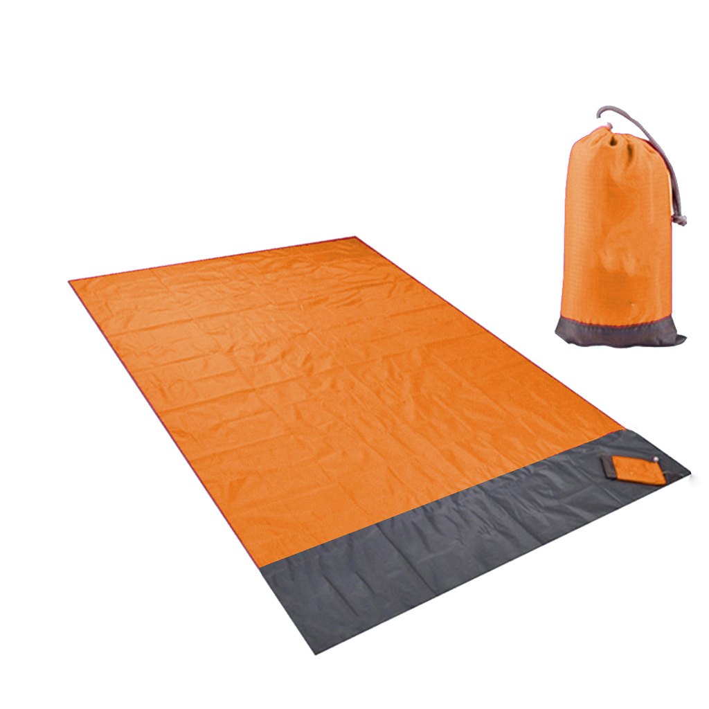 Outdoor Beach Blanket Water Resistance Picnic Mat 140x210cm Lightweight Camping Tarp Sheet with 4 Fixed Nails and Carry Bag