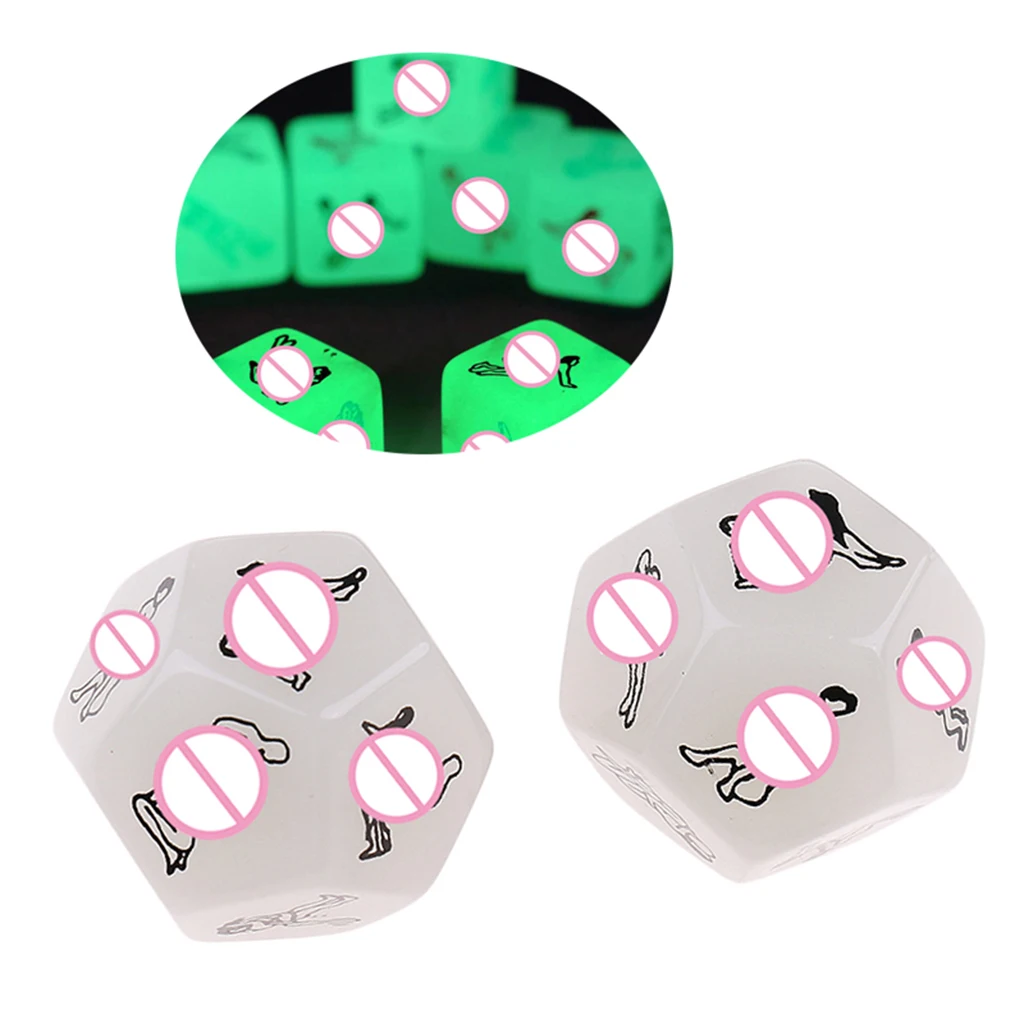 2pcs D12 Glow in Dark Couples Foreplay Game Dice Fun Aid for Him or Her Gift Adult Foreplay Dice
