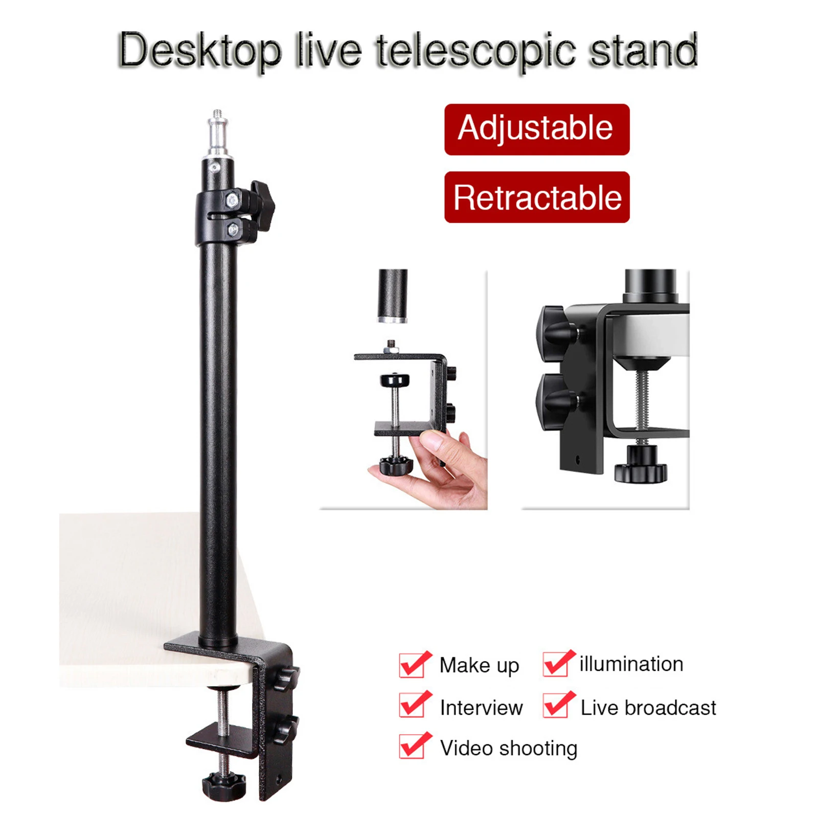 Tabletop Desk Clamp Mount Stand with 1/4