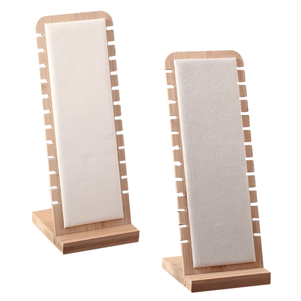 2pcs Elegant Jewelry Display Holder Desktop Stand L-Shape Suede Leather for Necklace Bracelets Pierced Earrings Studs Holder