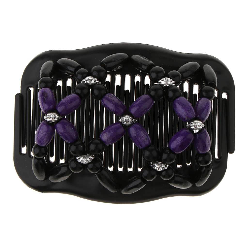 New Vintage Elastic Hairpin Stretch Hair Comb Flower Decor Beaded Hair Magic Comb Clip Beads Pin Ladies Hair Styling Tool