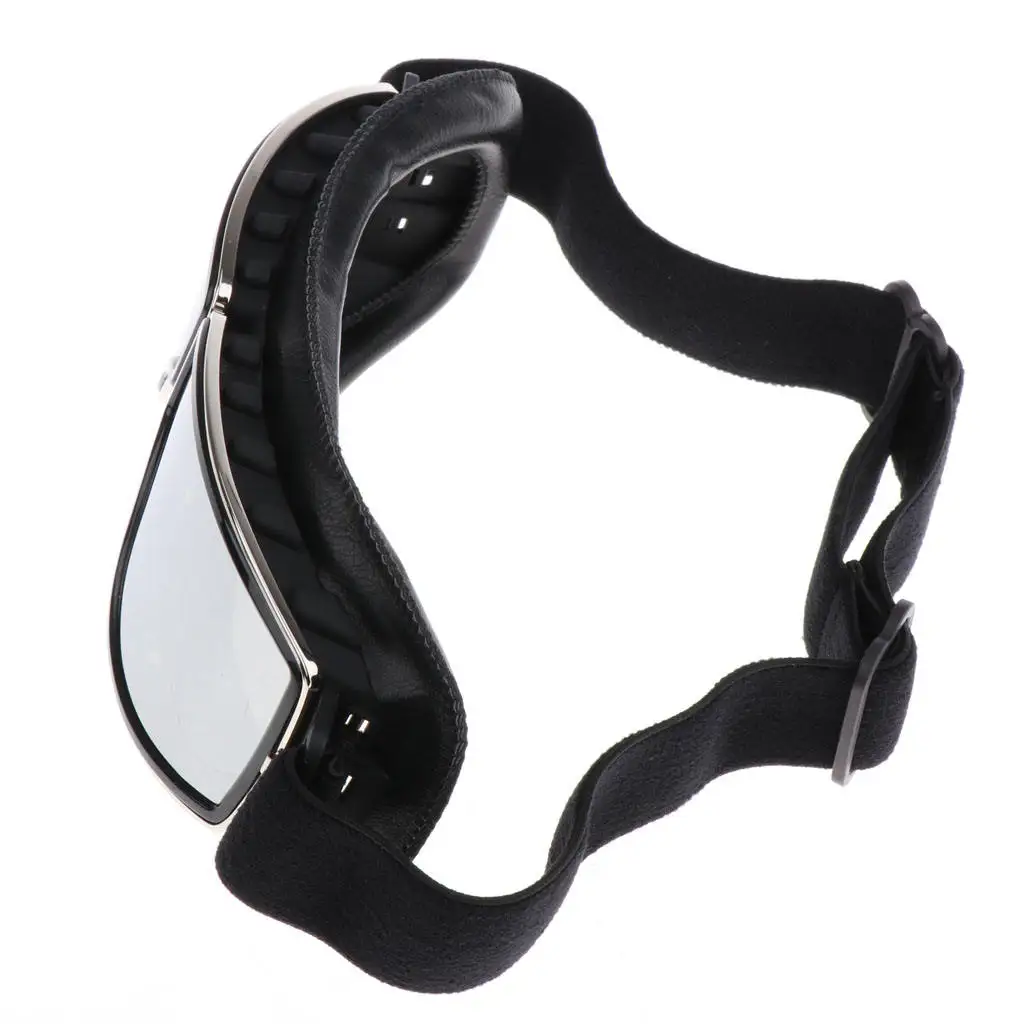 Motorcycle Riding Helmet Goggles Glasses with Adjustable Non-slip Strap Fit for Adult / Youth - (Mirrored Lens)