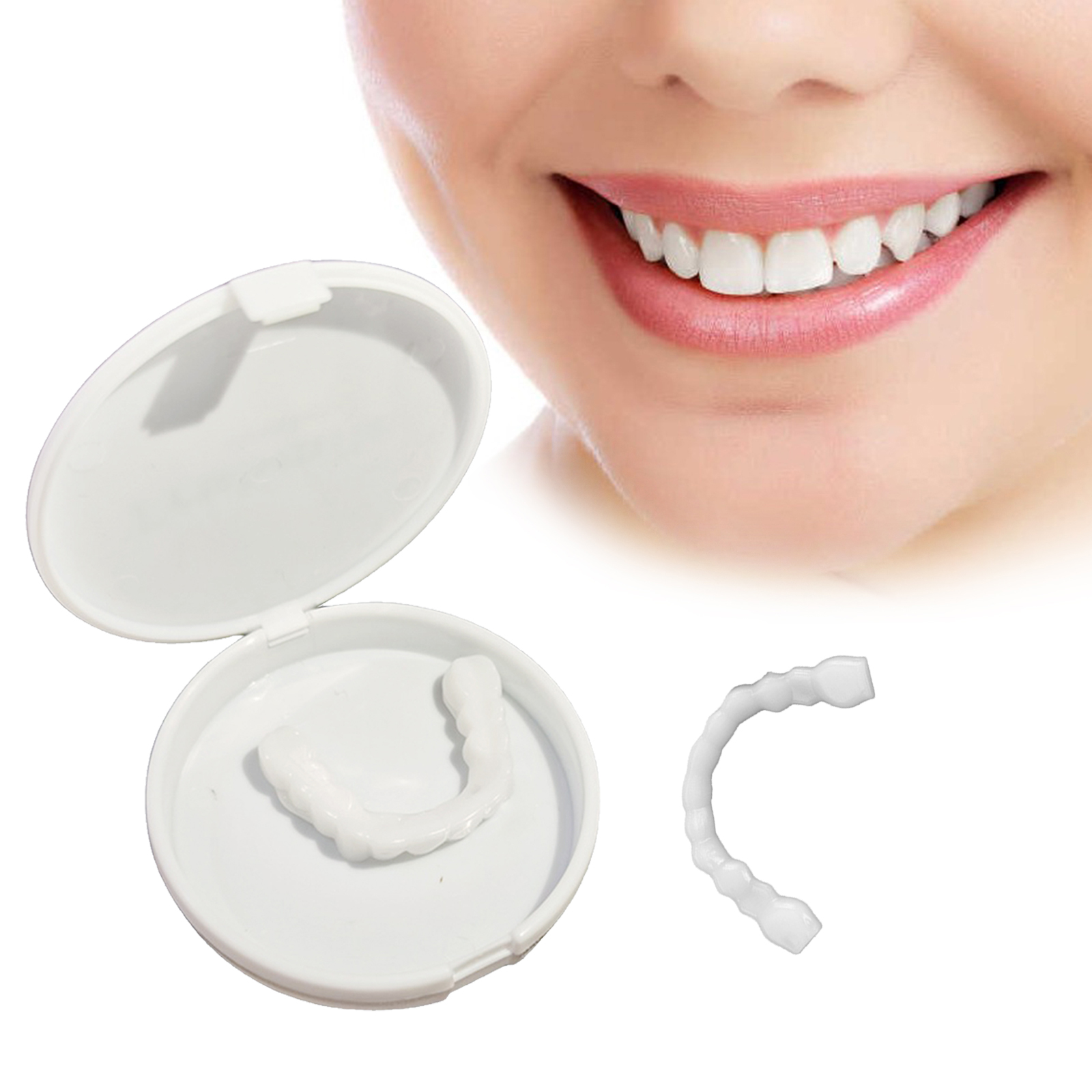 Resin Teeth  Fake Teeth Simulation Braces Smiling Veneers Dentures Cosmetic Fake Tooth Cover Perfect Smiling White