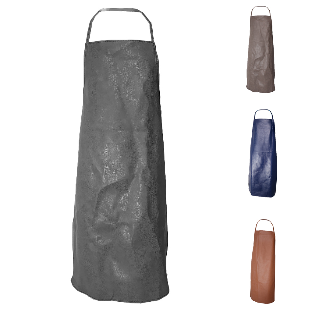 Unisex Waterproof PU Artificial Leather Chef Apron Home Restaurant Kitchen