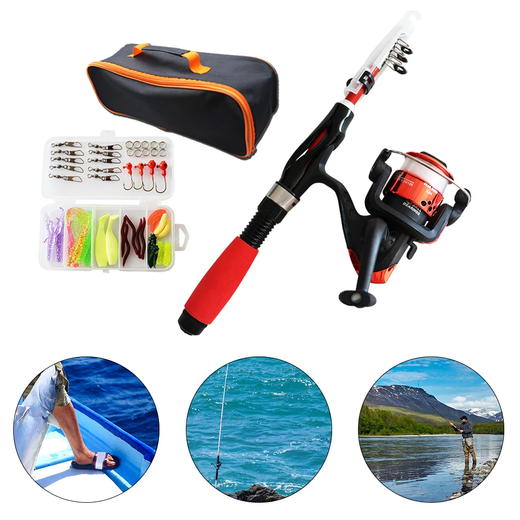 Kids Fishing Pole with Spincast Reel Telescopic Fishing Rod Combo Full Kits for 