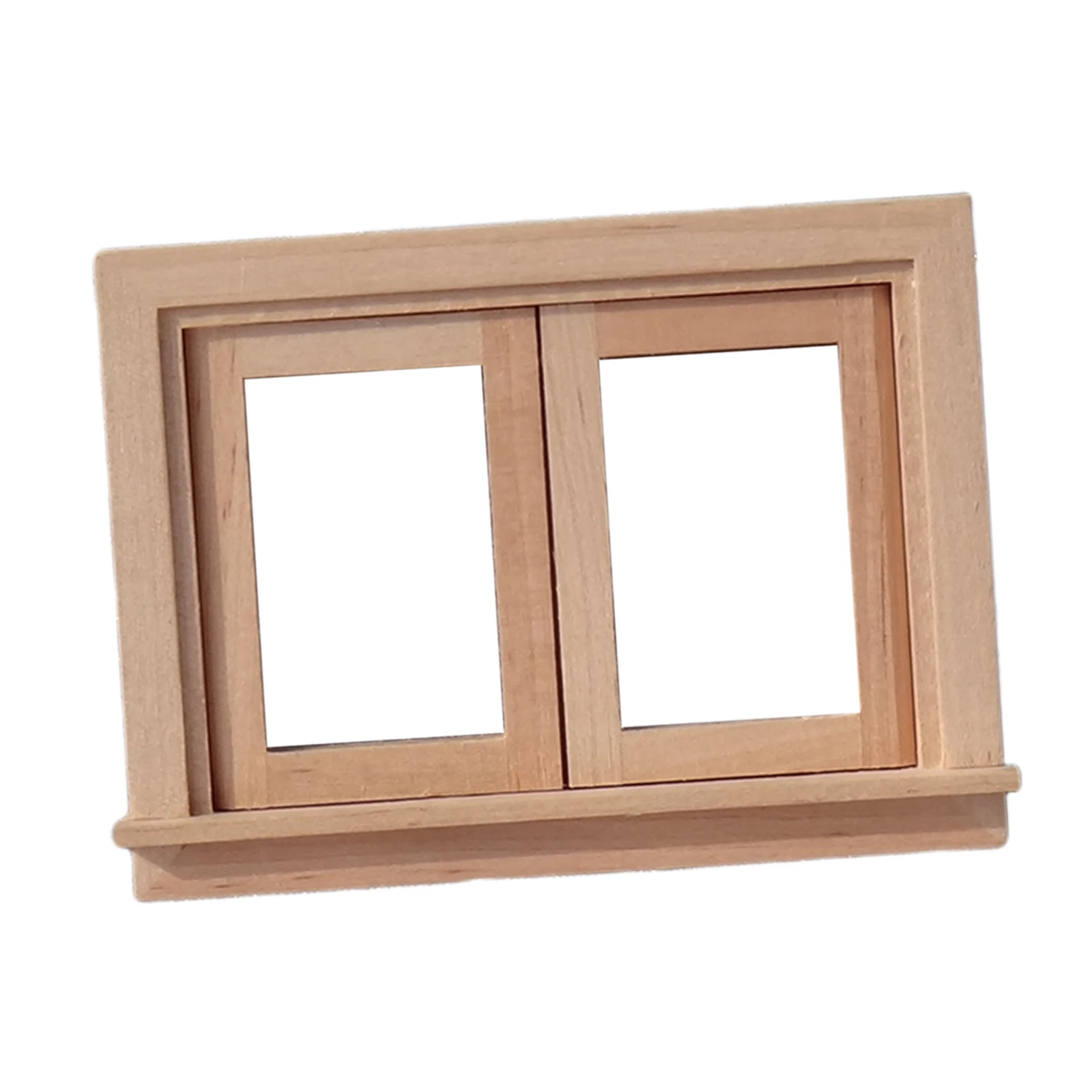 1/12 Dollhouse Miniature Wood Window with Two Panes Building Kit Life Scene DIY Accessories Pretend Toys Playset