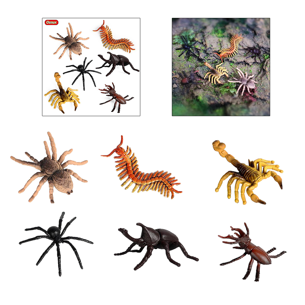 6pieces Insects Figures Toys Science Halloween Party Insect Figurines Set
