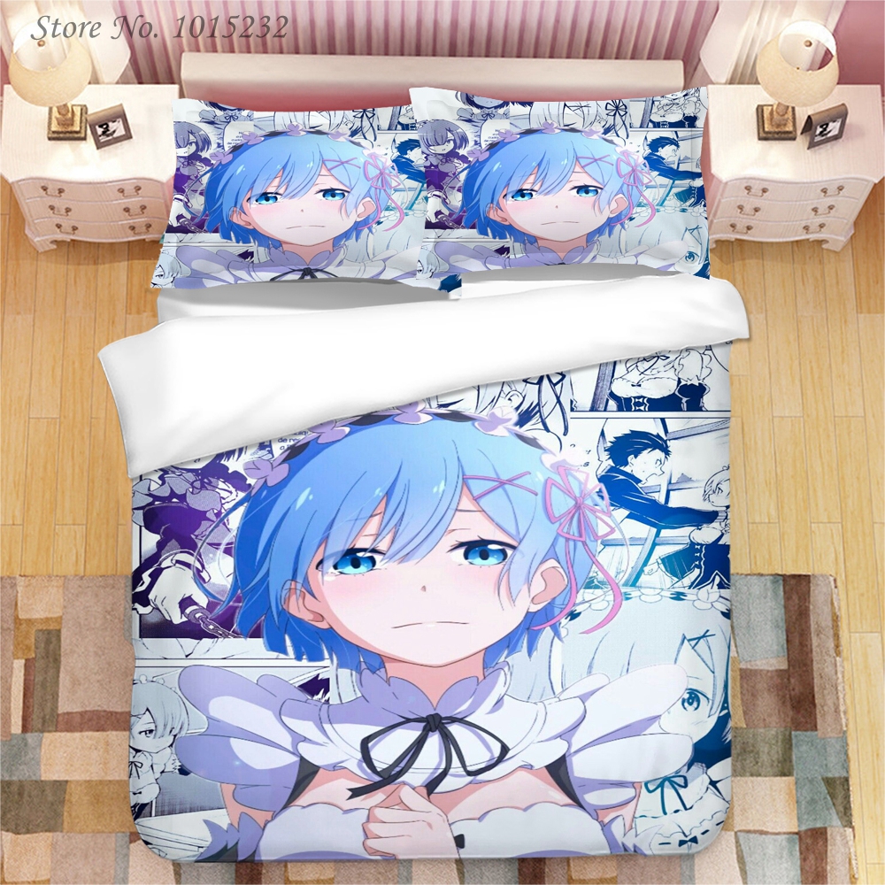 Juego de cama con estampado 3D de Ram Rem, ropa de cama de Anime japonés,  fundas de almohada, edredón, ropa de cama 02|Juegos de ropa de cama| -  AliExpress