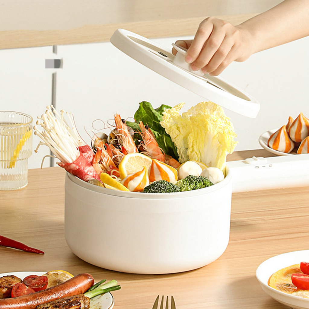Electric Hot Pot,Non-Stick Pan  Noodles Cooker 1.5L Mini Pot for Steak