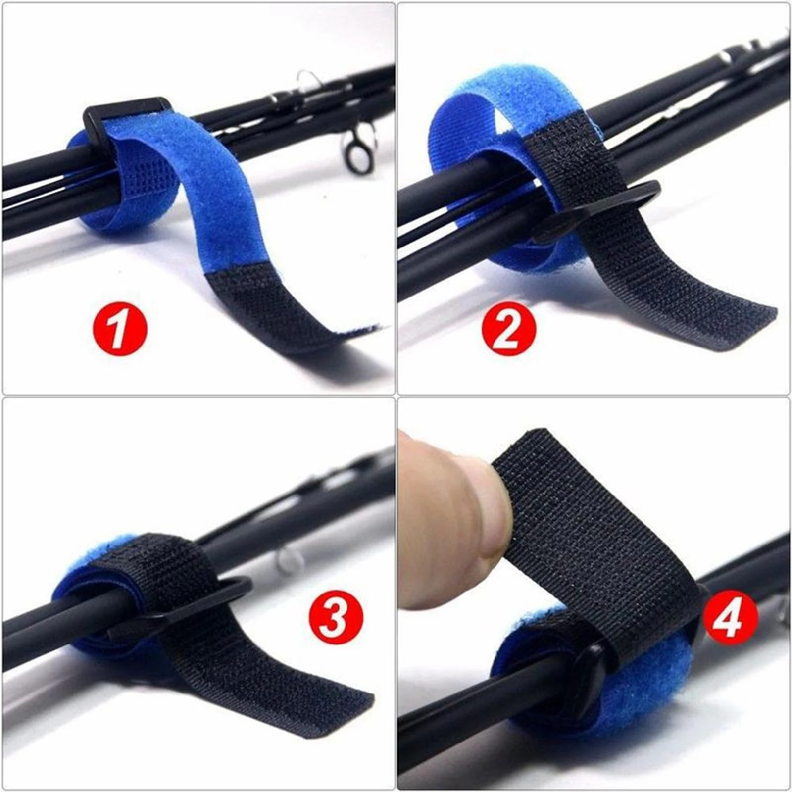 10Pcs Fishing Rod Tie Strap Belt Tackle Reusable Wrap Band Pole Holder Band