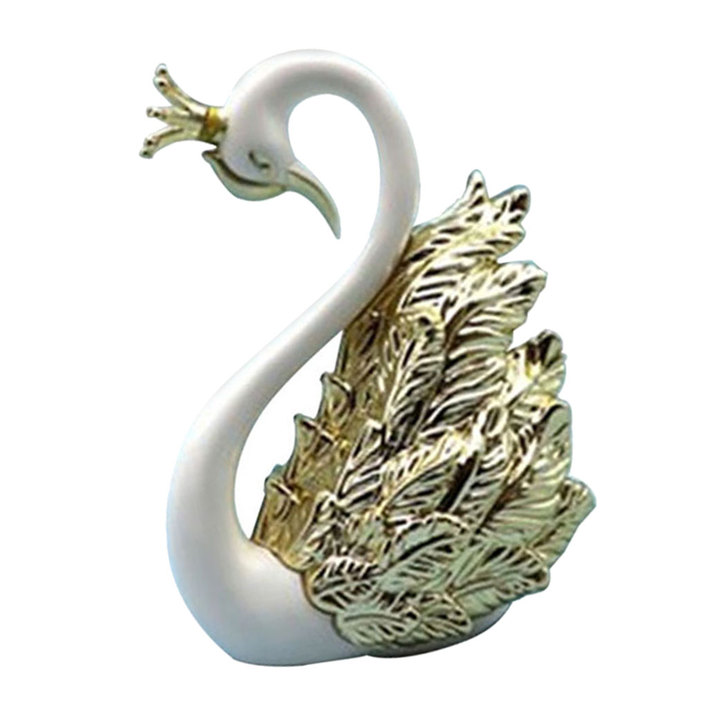 Resin Swan Statue Animal Figurine Ornament For Cake Topper Desktop Decor