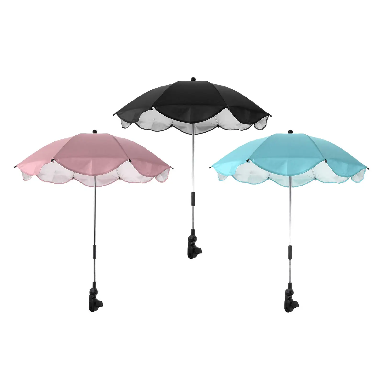 Adjustable Baby Stroller Umbrella Clamp-On Shade Folding 360 Degree Rain Flexible Sunshade Canopies for Pram Buggy Pushchair