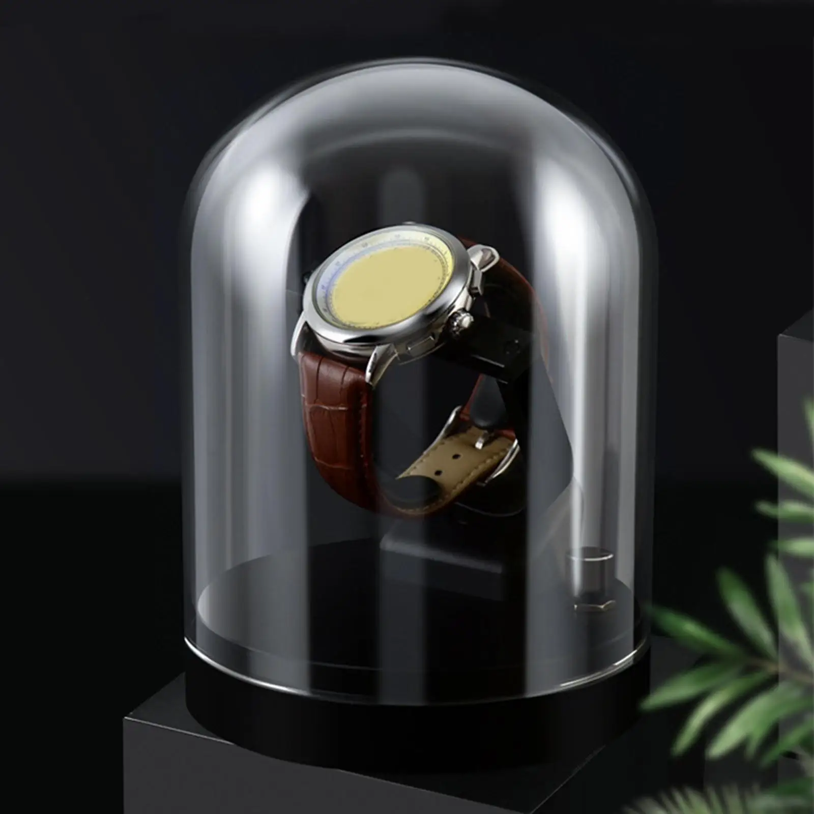 Automatic Single Watch Winder Shaker Collector Case Glass Cover Transparent