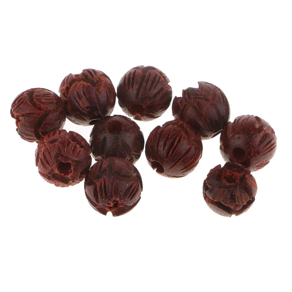 6/8/10mm Antiqued Brown Sandalwood Lotus Beaded Bracelet Necklace Key Chain Making Supplies