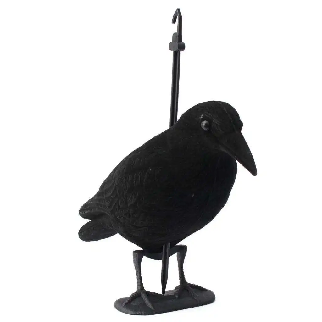 MagiDeal Durable Garden Flocked Hard Plastic Black Crow Hunting Decoy Raven Halloween Prop for Shooting Home Yard Field Decor