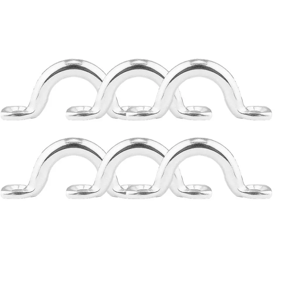 6x 4mm Trailer Solid Brushed Rope Tie Horse Cargo RV Boat D-Ring Loop, 316 Stainless Steel