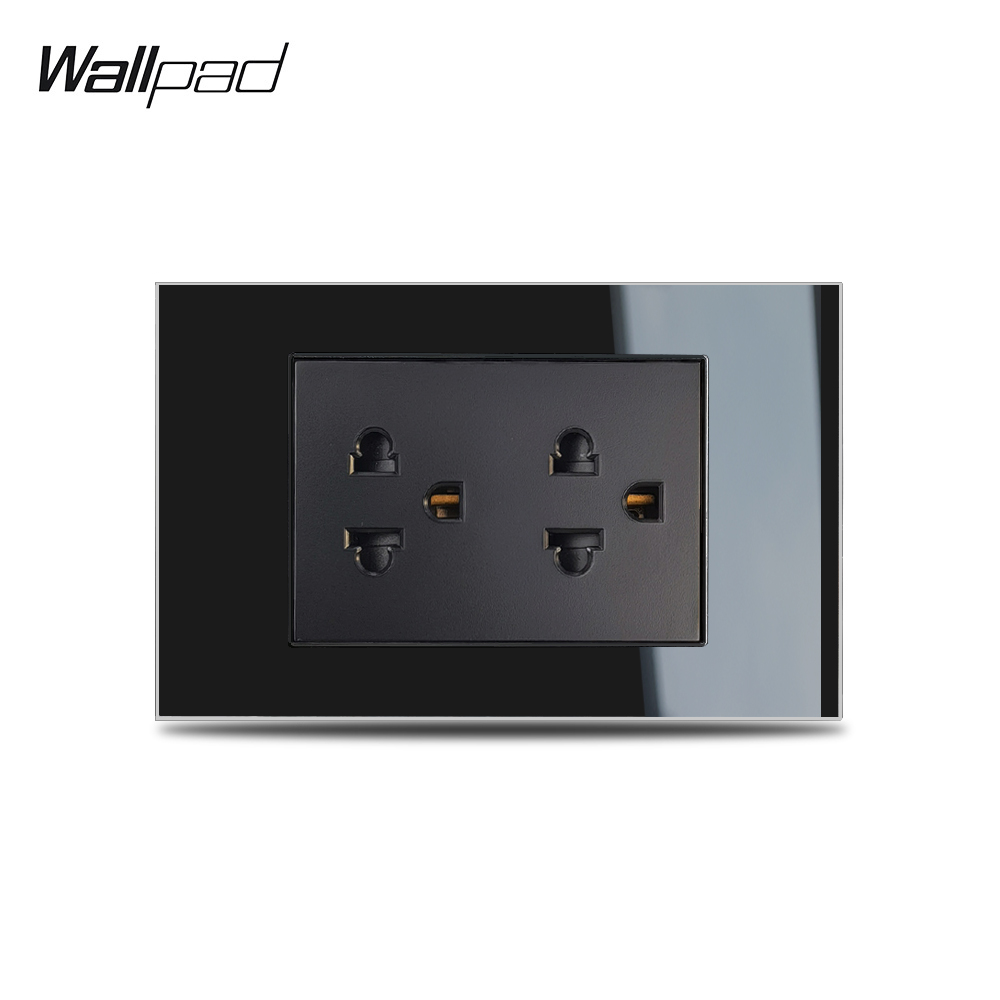 118*75mm Schwarz 2 UNS Buchse Wallpad L3 Kristall Glas Rahmen AC Japan Kanada Philippinen Thailand Stecker Wand ladegerät – Detail 1